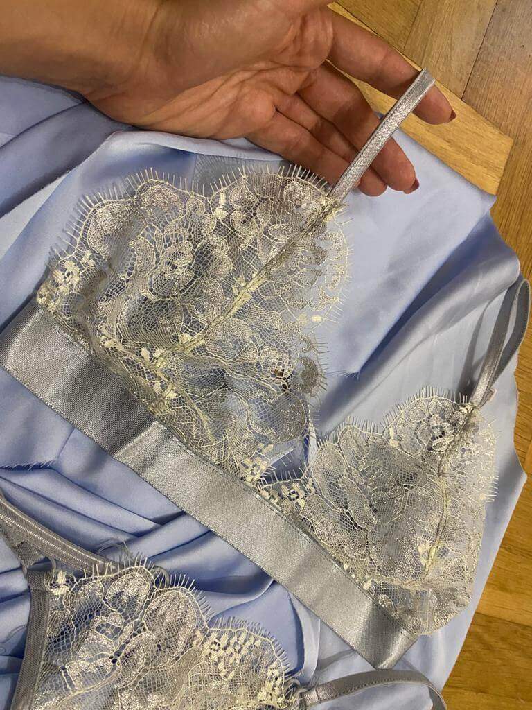 ezüst vaj bralette szett